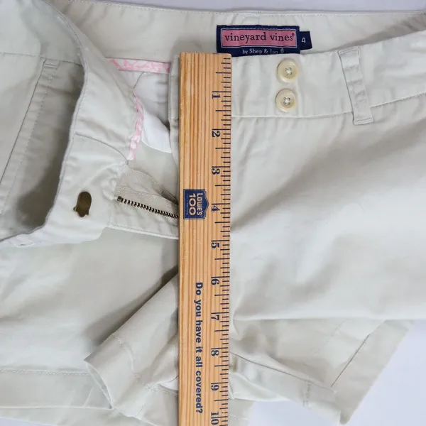 Vineyard Vines Chino Shorts Womens 4 Khaki Tan Low Rise Cotton Stretch Preppy 3" - Image 8