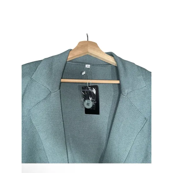 NEW Deep Self Cardigan Sweater Womens Sz S Green Notch Lapel Long Sleeve Winter - Image 4