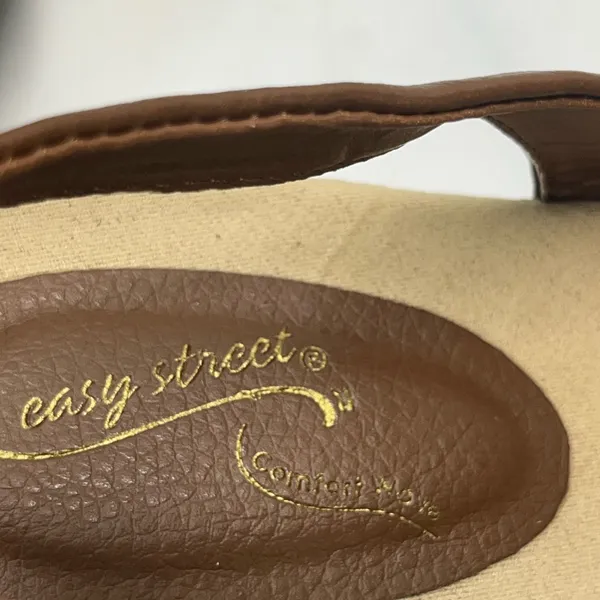 Easy Street Slingback Sandals Die Cut Leather Uppers 9 Kaley Tan‎ Brown New - Image 7