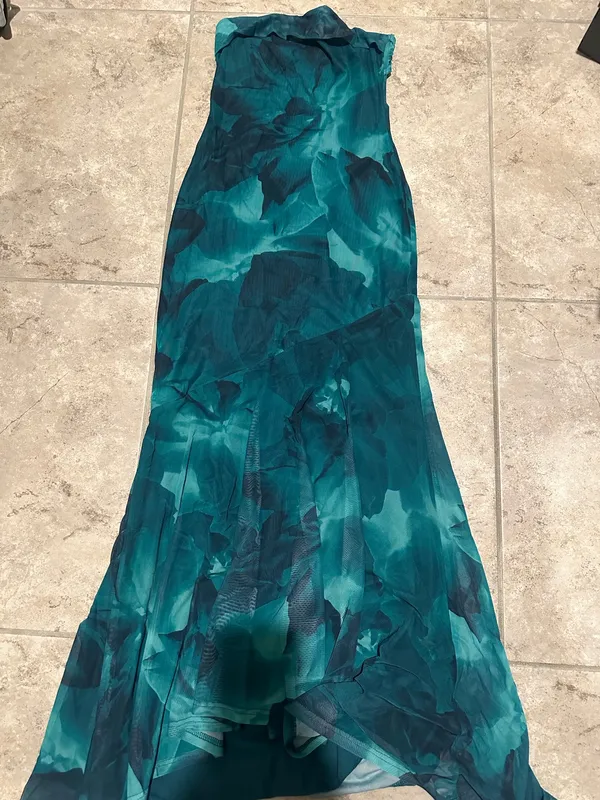 Teal floral bodycon dress Blue - Image 4