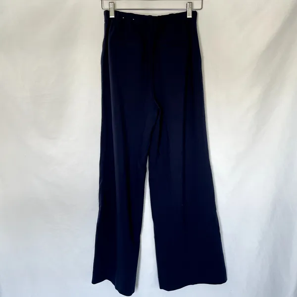 On 34th wide leg navy blue trousers elastic waist pocket women's size XS career - Image 6