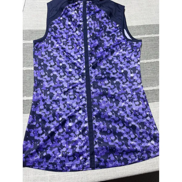 PGA Tour Womens XS Sleeveless Golf Polo Purple Floral Athletic Shirt - Image 5