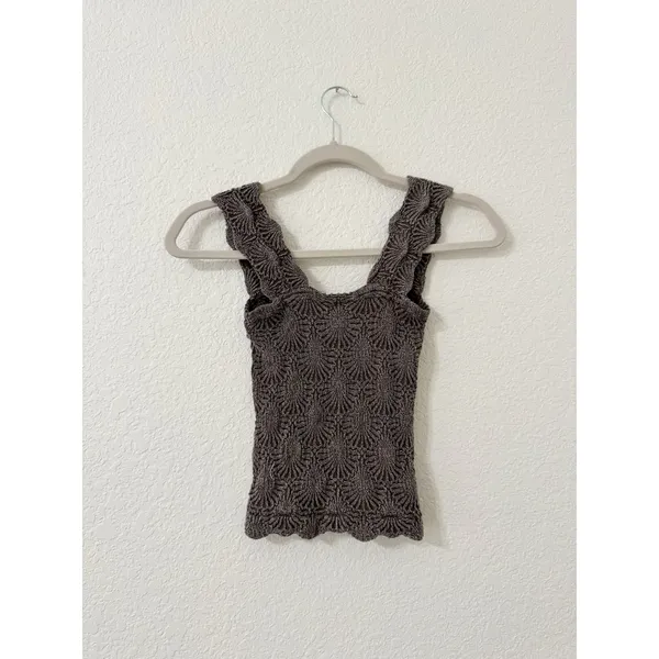 Free People Love Letter Textured Knit Tank Brown Sleeveless Top - Image 2