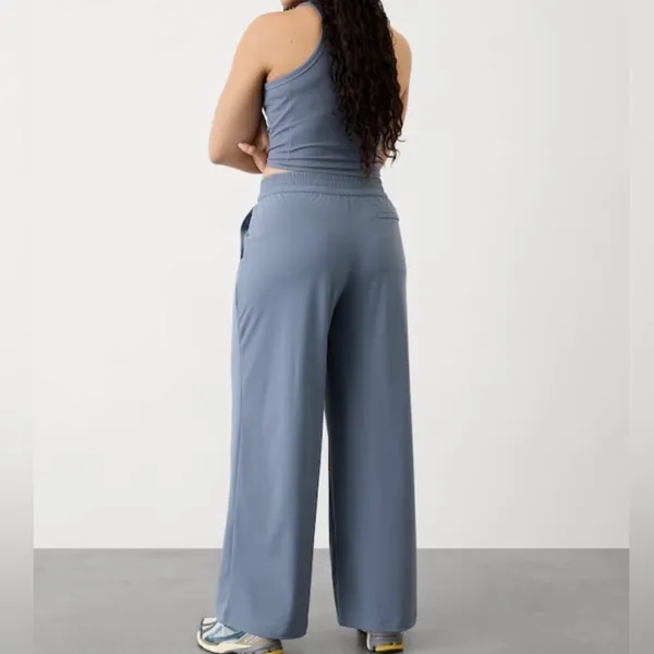 New Athleta Shadow Blue Pinnacle Wide Leg Trousers Size 14 Petite - Image 8