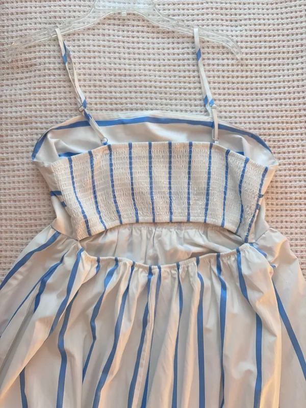 Blue and white striped maxi dress - Image 3