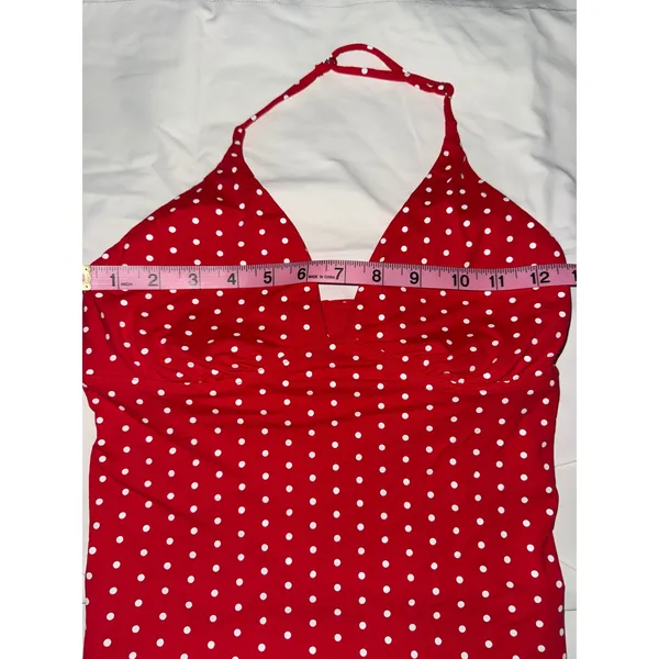 Red White‎ Polka Dot Halter top with removable pads Size XS - Image 5