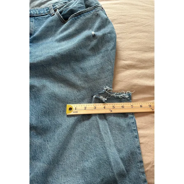 Abercrombie & Fitch Curve Love 90s Baggy Low Rise Distressed Jeans Blue 34 18R - Image 7