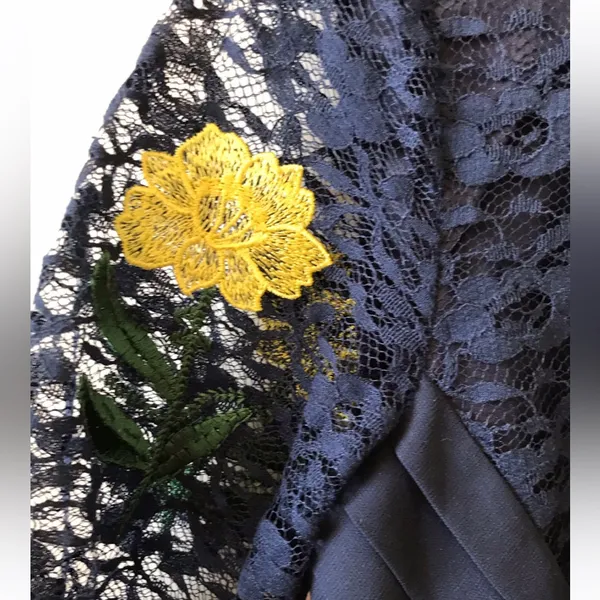 🌺👗$125 ASOS Navy Embroidered Lace Dress XS 2 4 Wedding Prom Holiday Occasion - Image 10