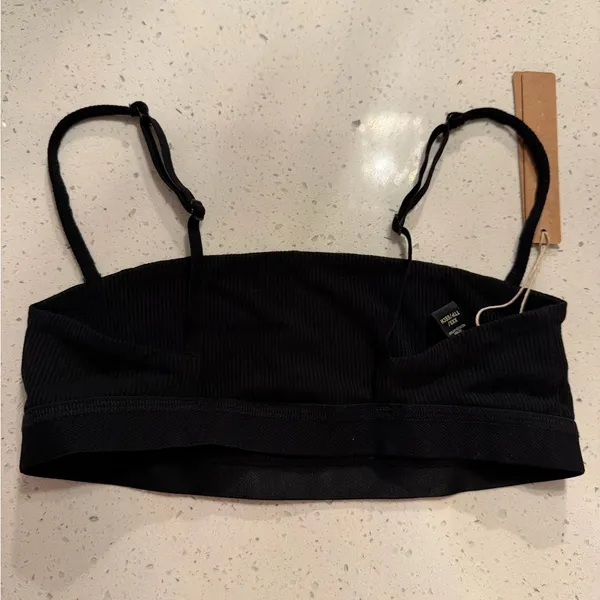 Skims ribbed scoop bralette NWT soot black XXS - Image 5