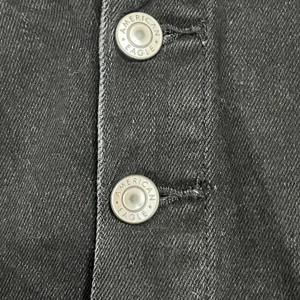 American Eagle Skirt‎ Womens 00 Black Hi Rise A-Line Denim Jean Button Fly - Image 2