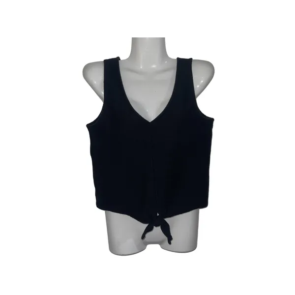 Madewell Texture & Thread Tie Front V-neck Tank Top Ribbed Texture SZ Small - Image 3
