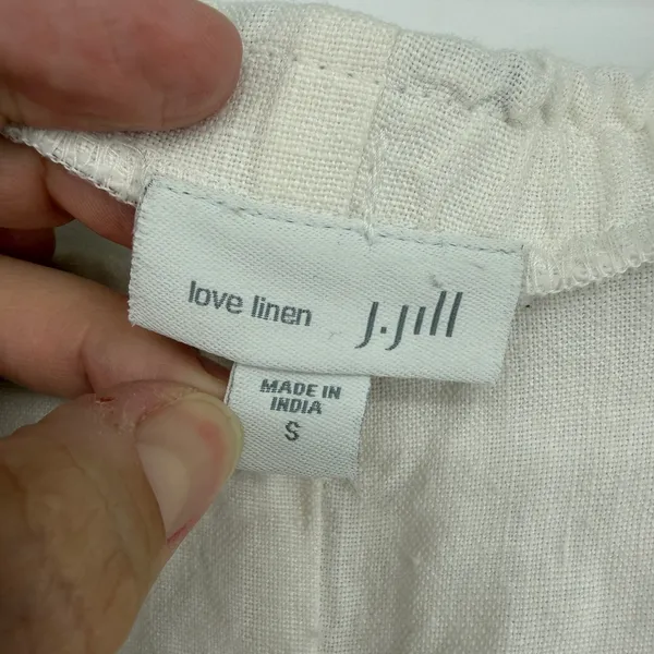 J. Jill Love Linen Pants Womens Small White 100% Linen‎ Crop Relaxed Pockets - Image 3