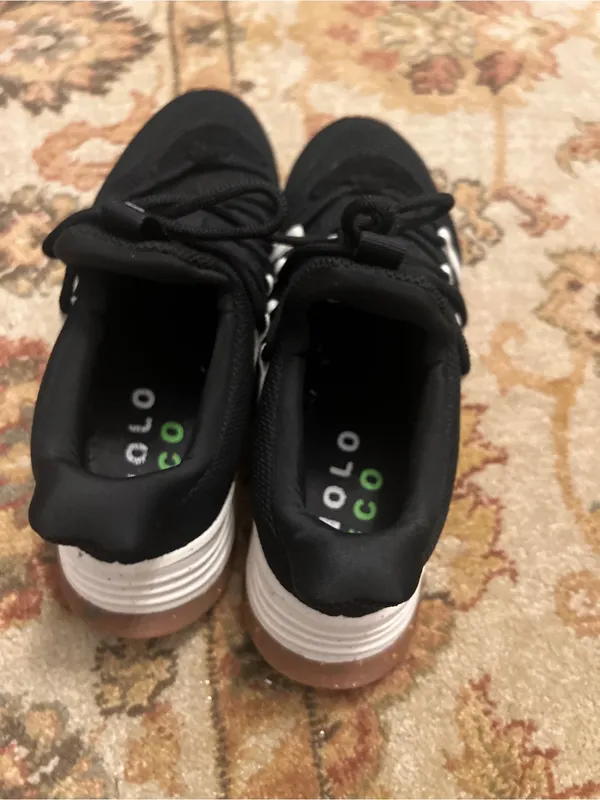 Women's Black Knit Sneakers with Subtle White Accents - Image 3