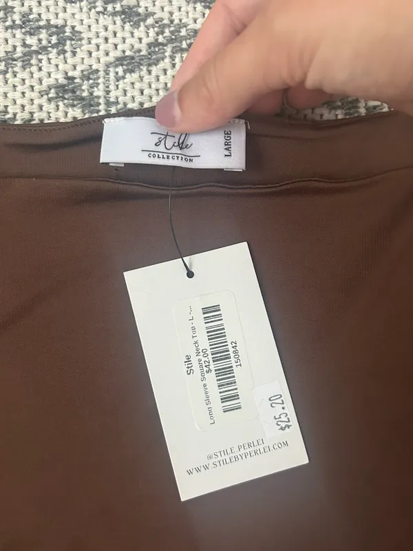 Brown Long Sleeve Top Size L - Image 2