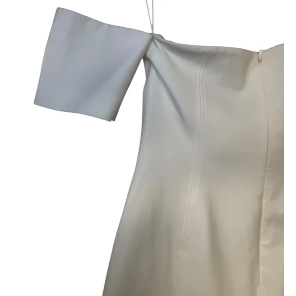 Cinq à Sept Mckenna Off the Shoulder Mini Dress White Size 10‎ Pleated Hem Crepe - Image 7