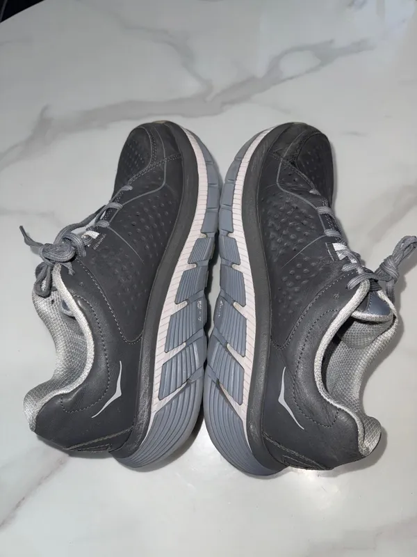 Hoka one one Gaviota leather Gray and Light Gray Cushioned Running Sneakers - Image 8