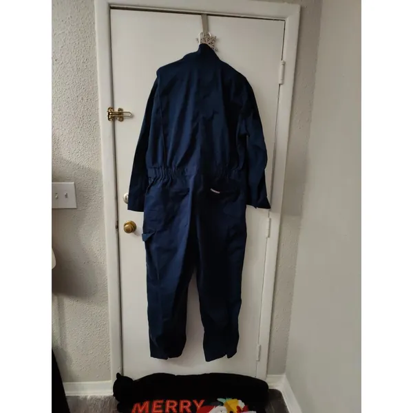 C. E. Schmidt Workwear Jumpsuit Coveralls Navy Blue Zip Pockets Long Sleeve XLR - Image 2