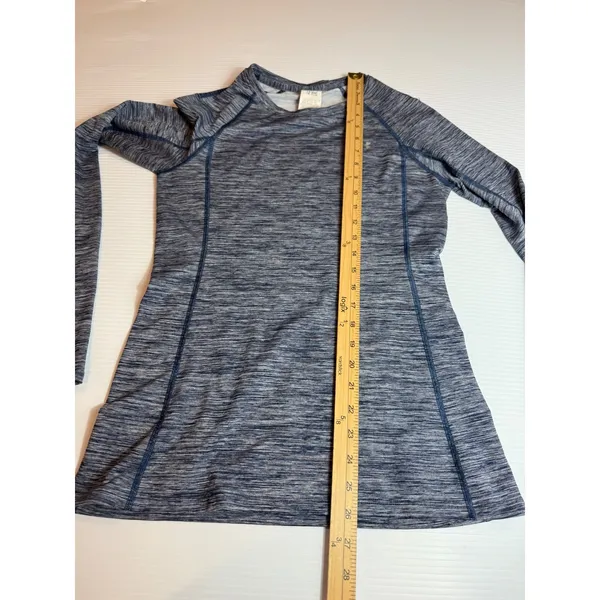 Under Armour Womens Long Sleeve Athletic Top Blue Heathered Thumb Holes‎ Medium - Image 5
