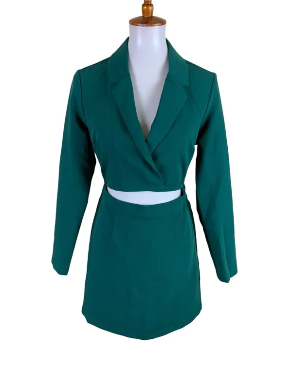 Abercrombie & Fitch Green Cutout Blazer Mini Dress S‎ Long Sleeve Career - Image 2