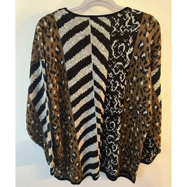 Classic Elements Vintage Sweater Mixed Animal Print Made In USA Womens Large - Image 2
