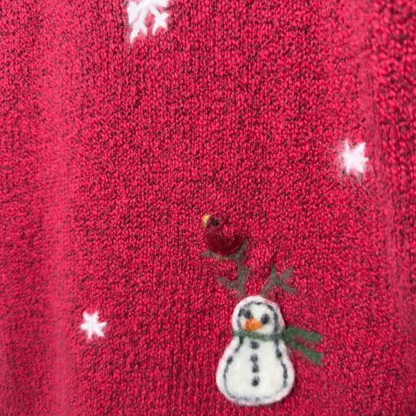 VTG Northern Isles Women Sweater M Red Snowman Snowflake Felted Holiday Festive - Image 7