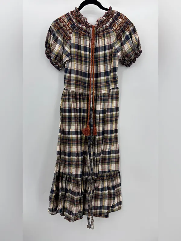 THE GREAT Sea Glass Plaid Tiered Dress TGR1/US4-6 - Image 6