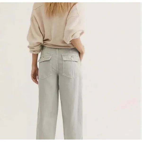 Free People We The Free Paloma Slouchy Belted Pants Size 25 Sage Green High Rise - Image 8