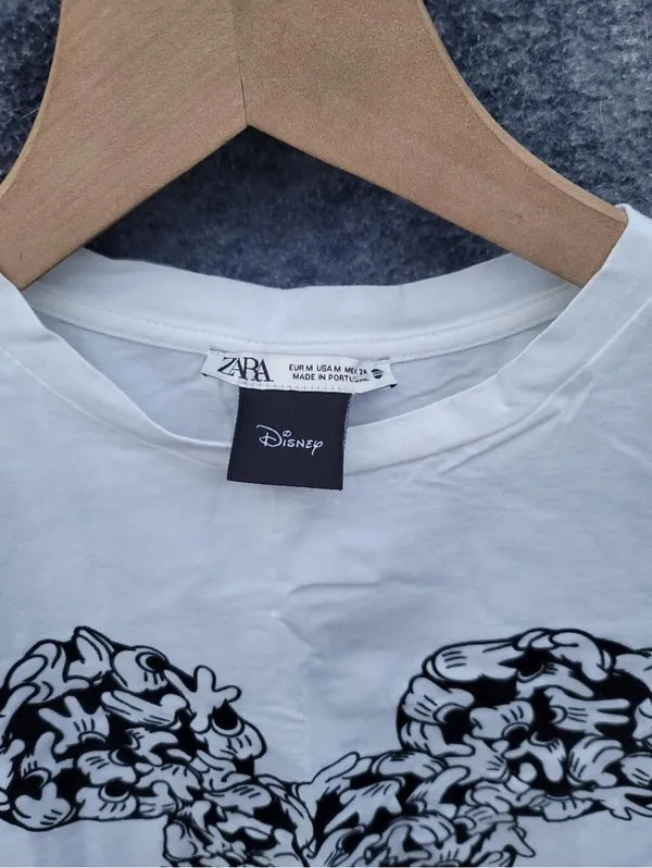 Zara x Disney Mickey Mouse "Hands" Graphic Tee Crop Retro M - Image 2