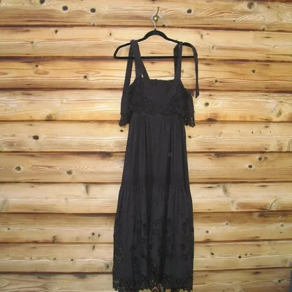 NWT Antonio Melani Black Eyelet Midi Dress 6 - Image 7