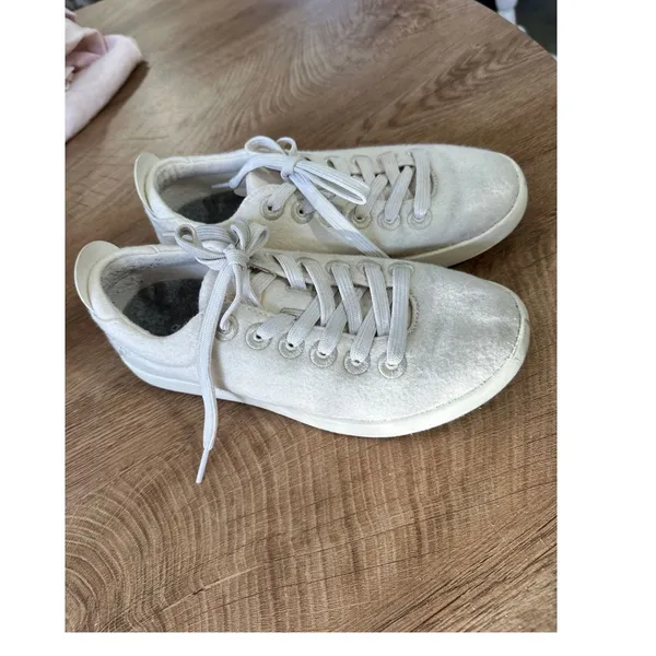 Allbirds Wool Pipers Cream White Merino Wool Low Top Sneakers Womens 6 - Image 2