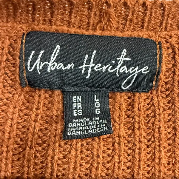 Urban Heritage L Cropped Knit Sweater‎ Rust Brown Balloon Sleeve Cozy Oversized - Image 11