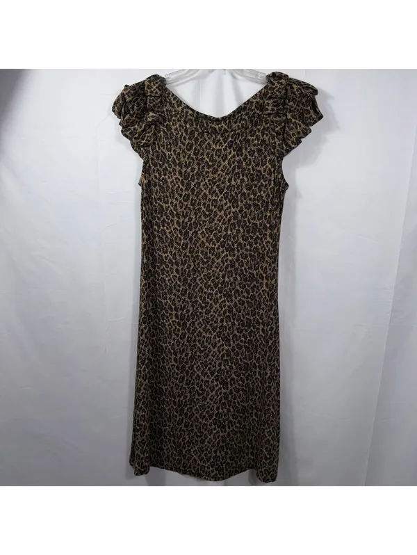 Cynthia Rowley Leopard Print Ruffle Sleeve Dress Size Medium - Image 9
