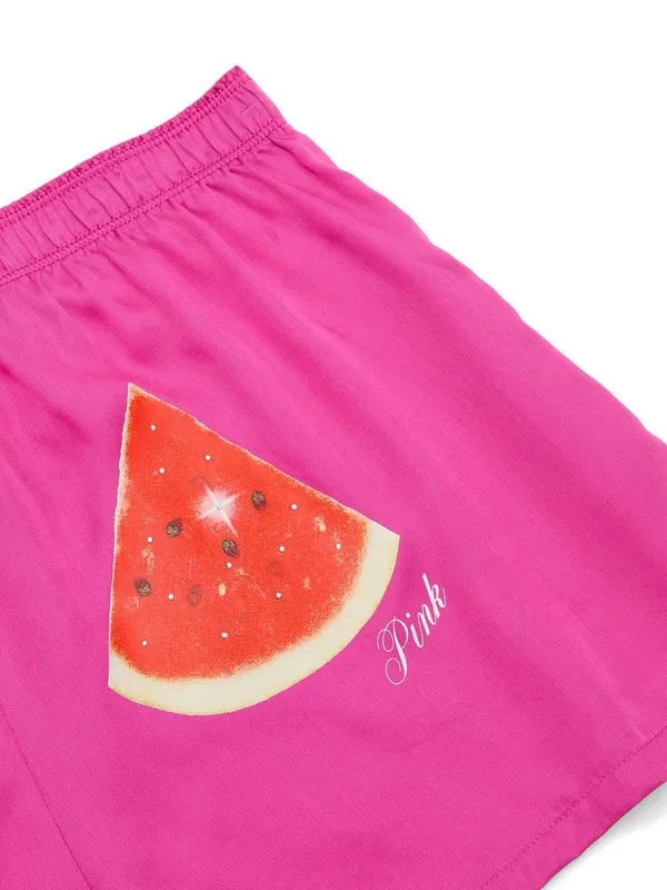 🍉VICTORIA’S SECRET PINK Silky Boxy Pajama Shorts Lyocell Pink Fire Watermelon XL - Image 6