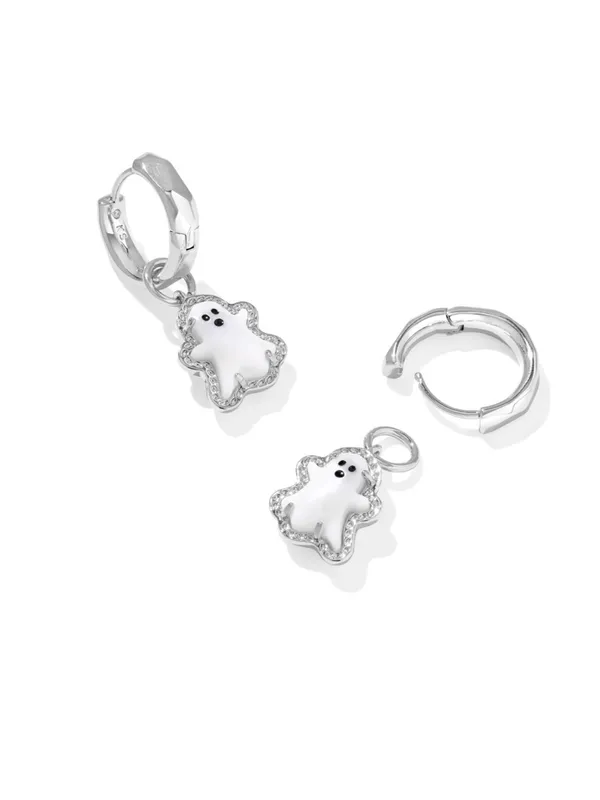 NWT Kendra Scott Ghost Silver Huggie Earrings - Image 2