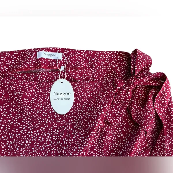 Naggoo Fuchsia Mini Wrap Skirt with Ruffle Hem - Image 2