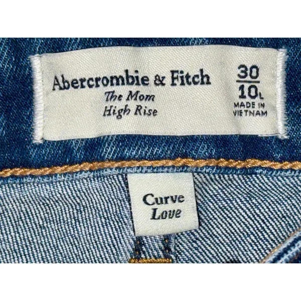 Abercrombie & Fitch Curve Love Mom High Rise Denim Distressed Jeans Size 30 10 L - Image 3