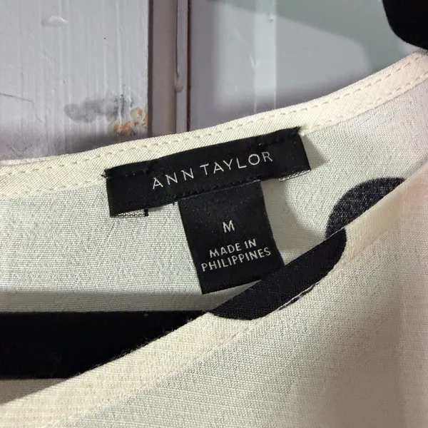 Ann Taylor White Blouse with Black Polka Dots - Image 2