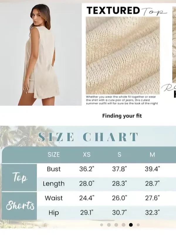 Uaneo 2 Piece Outfit Summer Knit Sweater Set Sleeveless Tunic top and short - Image 10