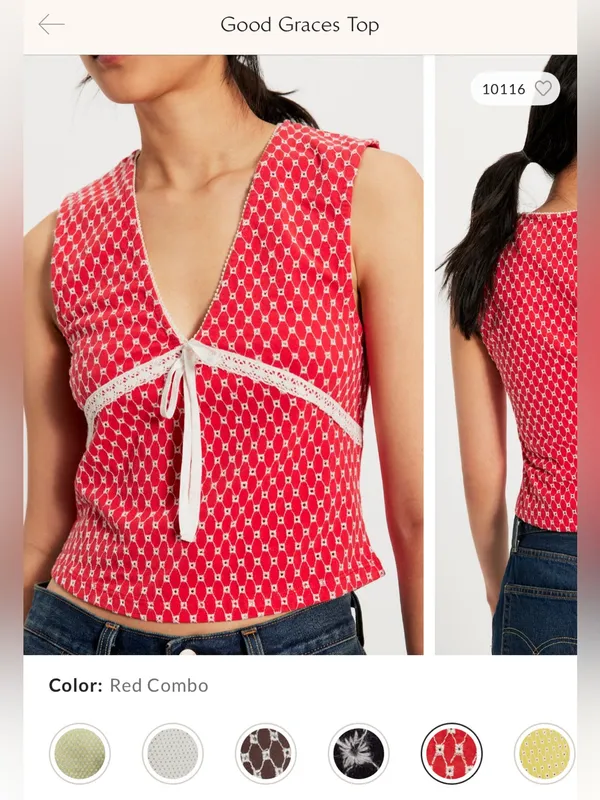 NWOT Free People Good Graces Top - red combo - XS - Image 6