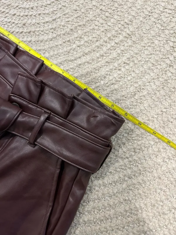 Abercrombie faux leather XXS brown pants - Image 6