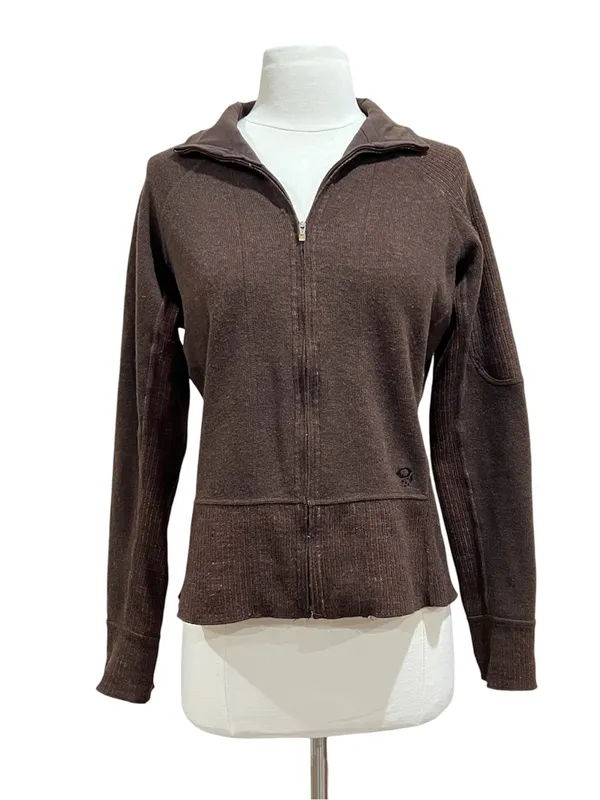 Mountain Hardwear Brown Sarafin Full Zip Wool Blend Sweater Jacket Size Medium - Image 2