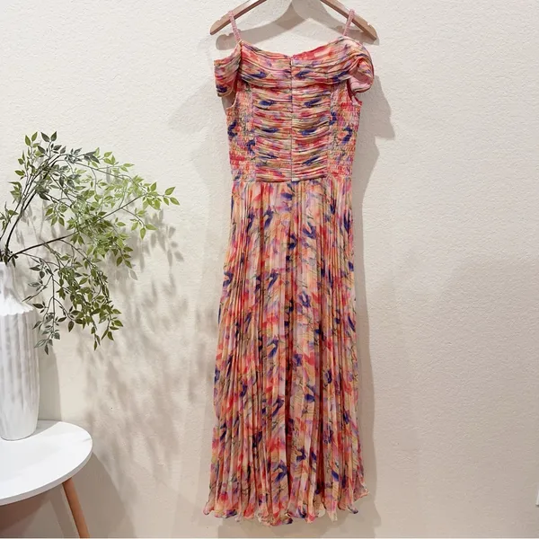 ASTR Leonara Off Shoulder Maxi Dress Peach Multi One Size NWT - Image 13