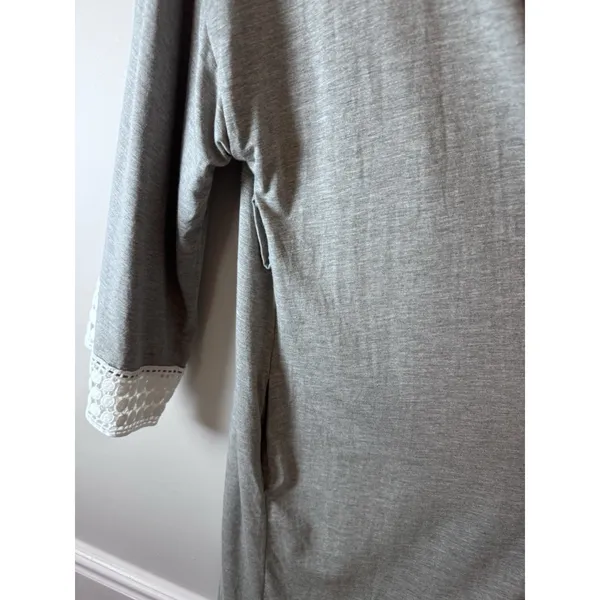 Angel Maternity Womens Sz XL/2XL Bamboo Robe Grey Crochet Trim Hospital Robe NWT - Image 5