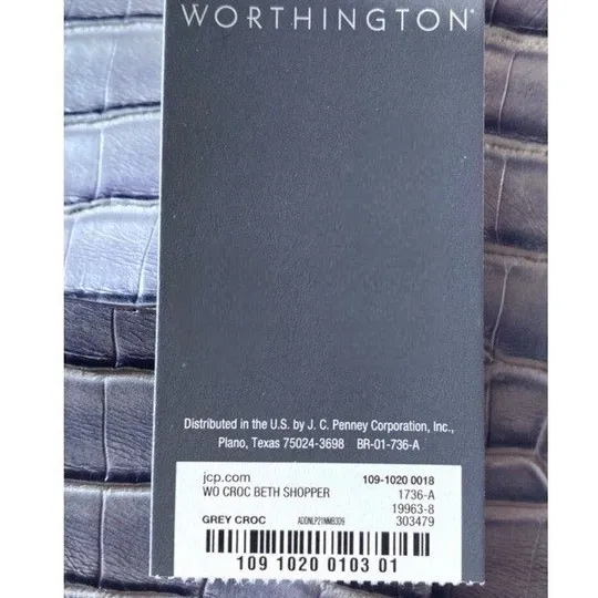 NWT Worthington Gray Croc-Embossed Faux Leather Tote | Style‎ 109-1020-0103-01 - Image 10