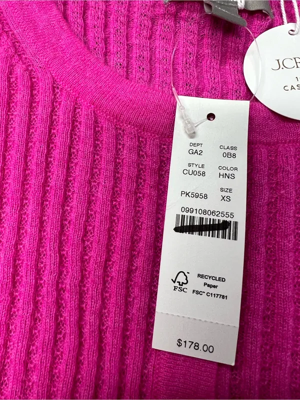 J. Crew Featherweight cashmere pointelle cardigan in Neon Pinks Size XS NWT - Image 9