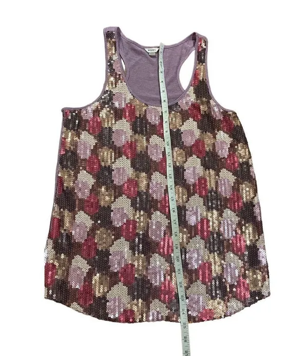SEQUIN Fossil gold purple silver all-over sequin tank Small y2k vintage retro f… - Image 5