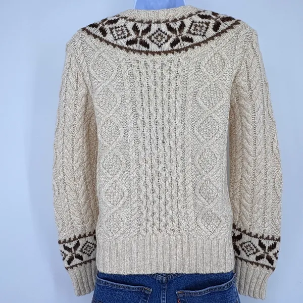 Polo Ralph Lauren Cable Knit Fair Isle Wool‎ Sweater XS Nordic Sample Rare - Image 4