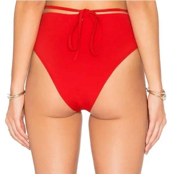 For Love and Lemons Mallorca Hi-Waist Bikini Bottom Red M - Image 2