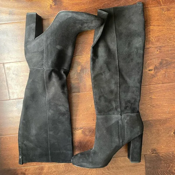 NEW SAM EDELMAN Black Suede Caprice Knee High Tall Boots size 10 - Image 4