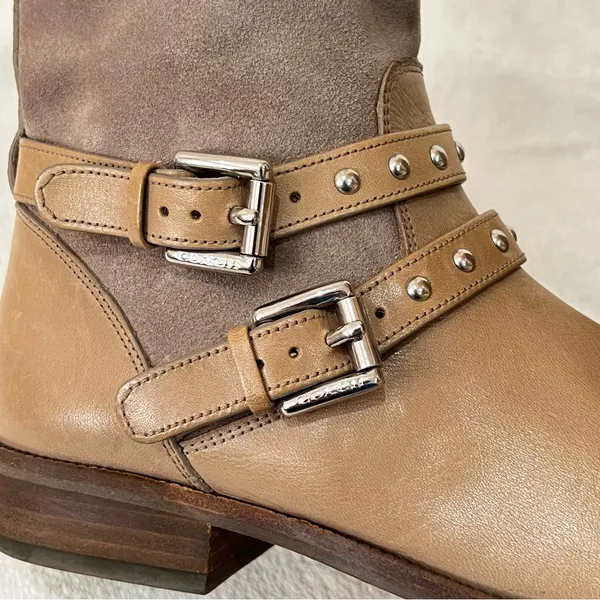 COACH Lilliana Studded Leather Suede Zip Up Ankle Boots Size 6 - Image 8
